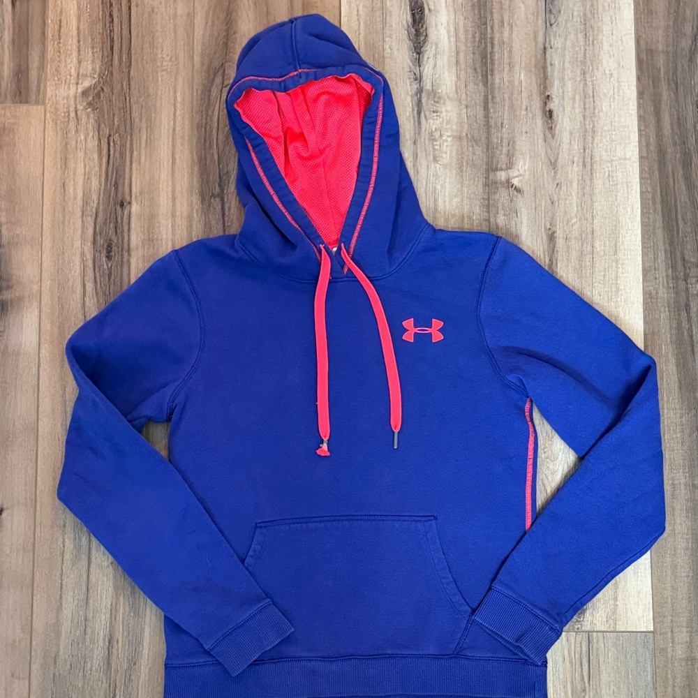 Under Armour Royal Blue Hoodie with Neon Pink Accents